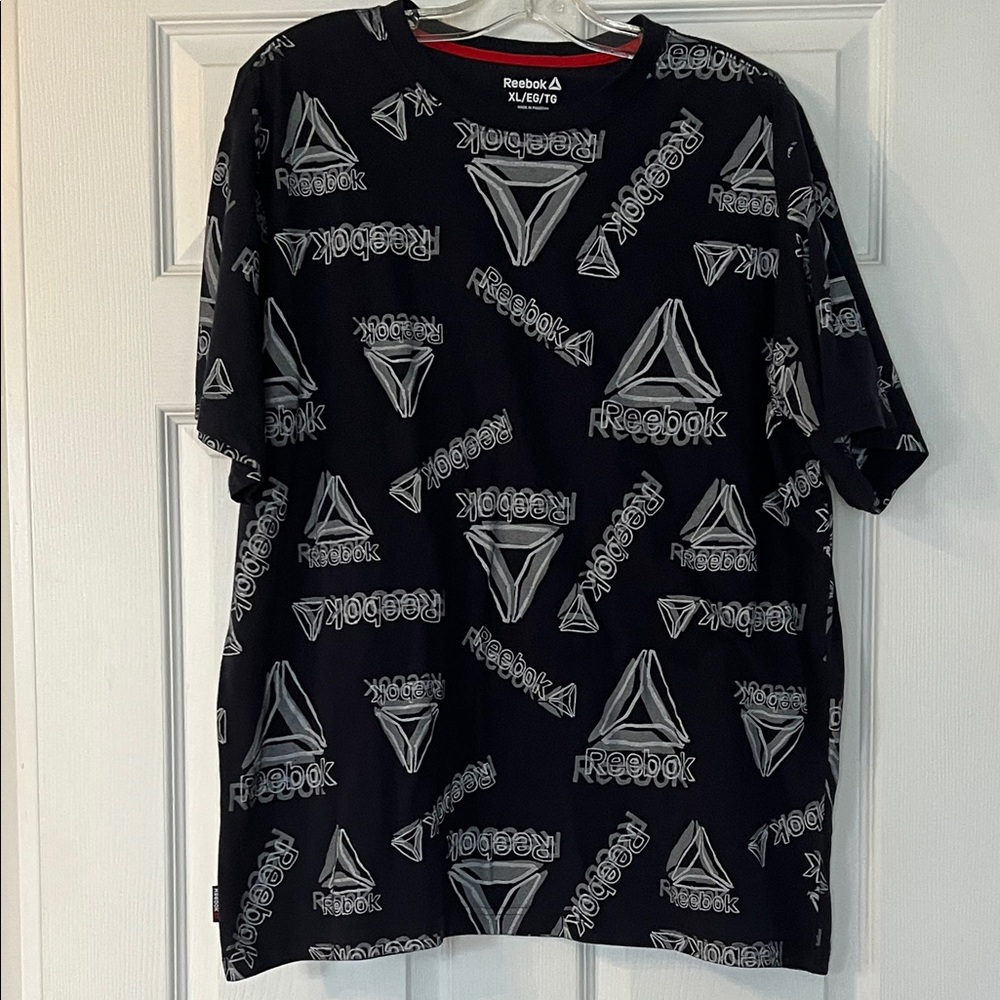 Reebok Men's Blue and White Logo Tee